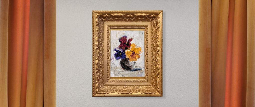 Flower painting in a gold frame
